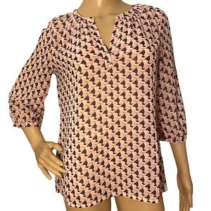 CASLON  | SOFT PINK GEOMETRIC BLOUSE  SZ XXS